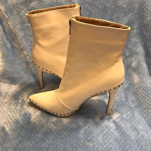 White Silver Studded Boots